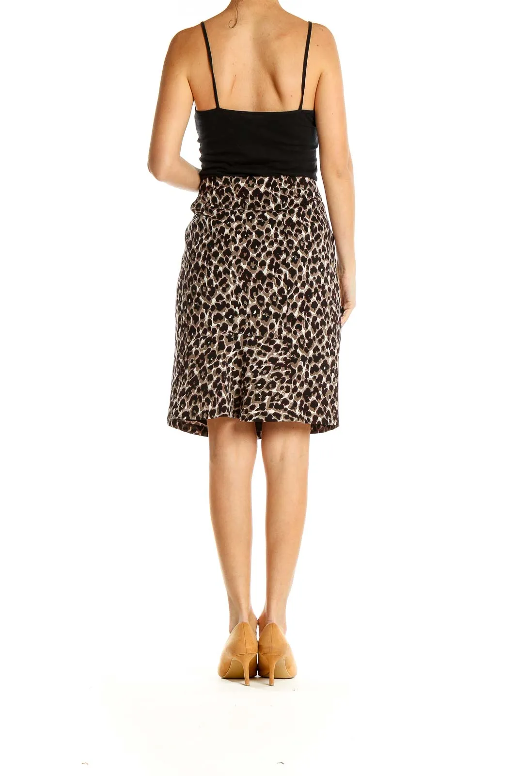 Brown Leopard Print Pencil Skirt