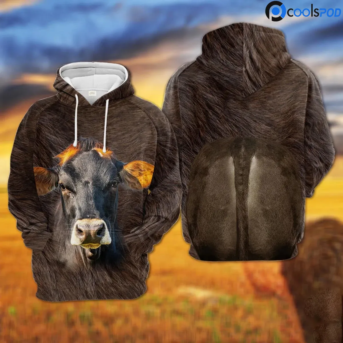 Brown Swiss 3D All Over Printed Hoodie Unisex Premium Cow Hoodie Farm Lover Apparel Farmer Hoodie