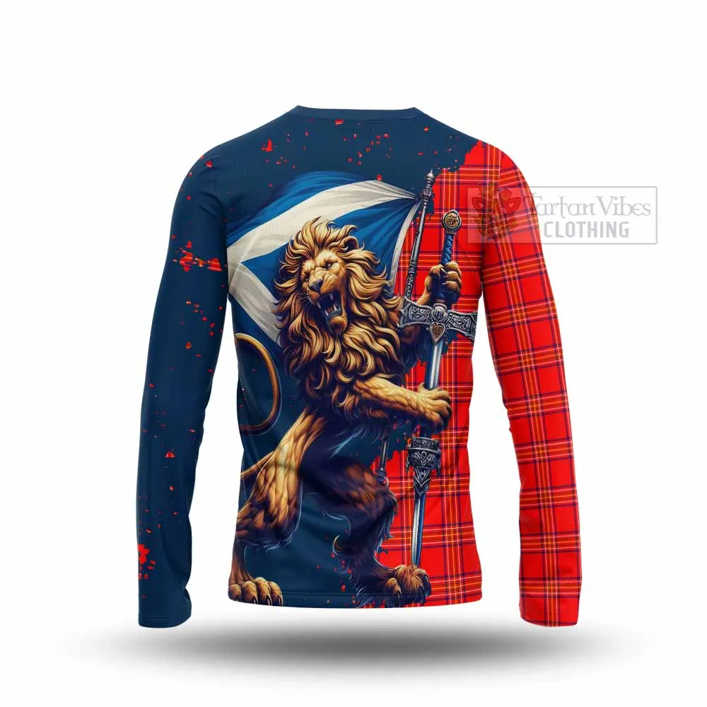 Burnett Tartan Family Crest Long Sleeve T-Shirt with Scottish Majestic Lion