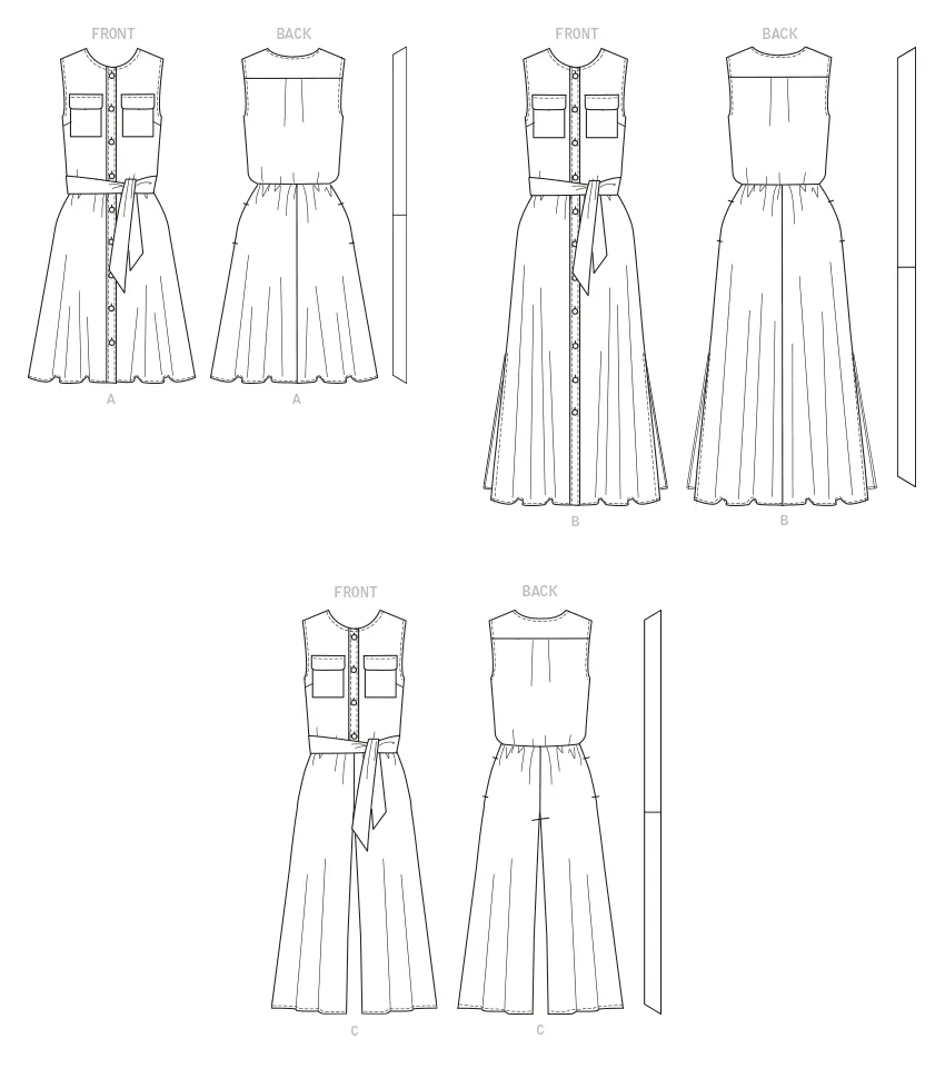 Butterick Pattern B6890 Misses' Dress, Jumpsuit and Sash