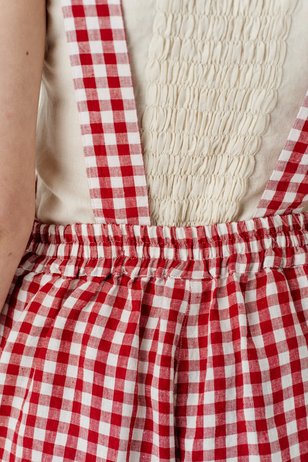 Button Front Jumpsuit, Red Gingham