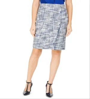 Calvin Klein Women's Tweed Pencil Skirt Blue Size 2