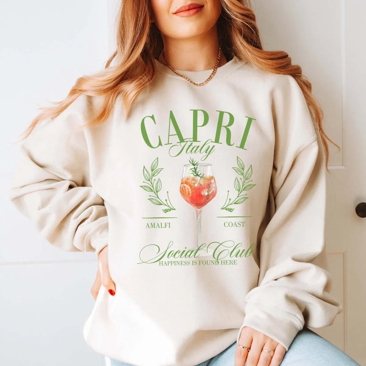 Capri Italy Social Club Wholesale Crew Sweatshirt