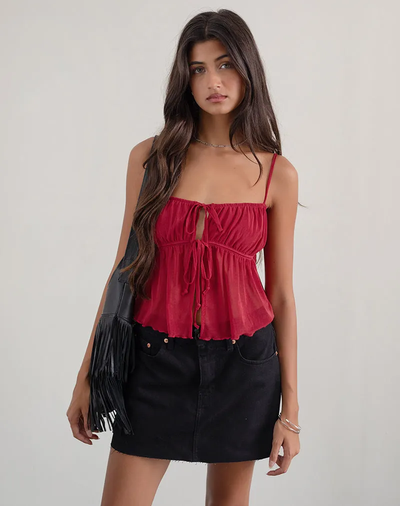 Carmina Cami Top in Mesh Cherry