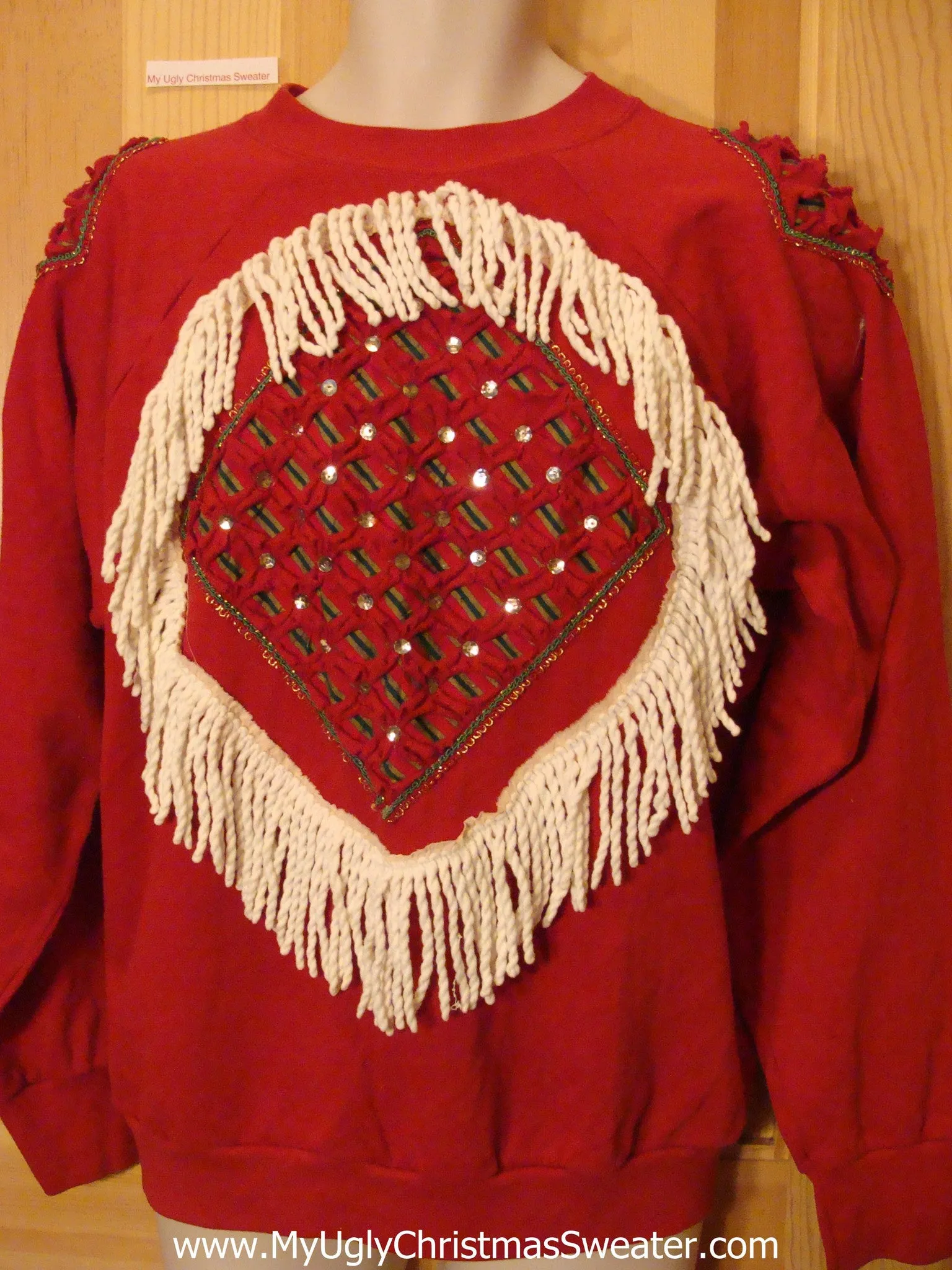 Cheap Tacky Christmas Sweatshirt with Drippy Fringe