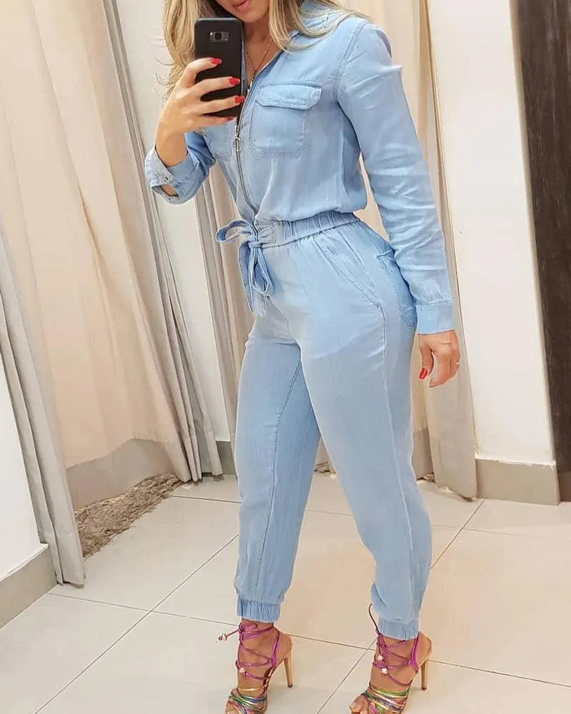 CHIC BLUE DENIM JUMPSUIT — ALL DAY