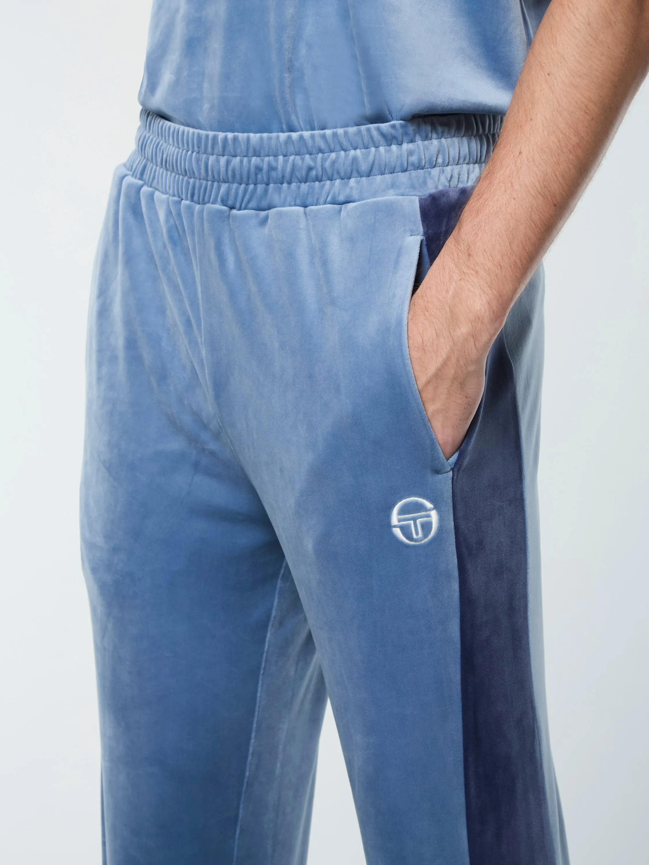 Cielo Velour Track Pant- Faded Denim