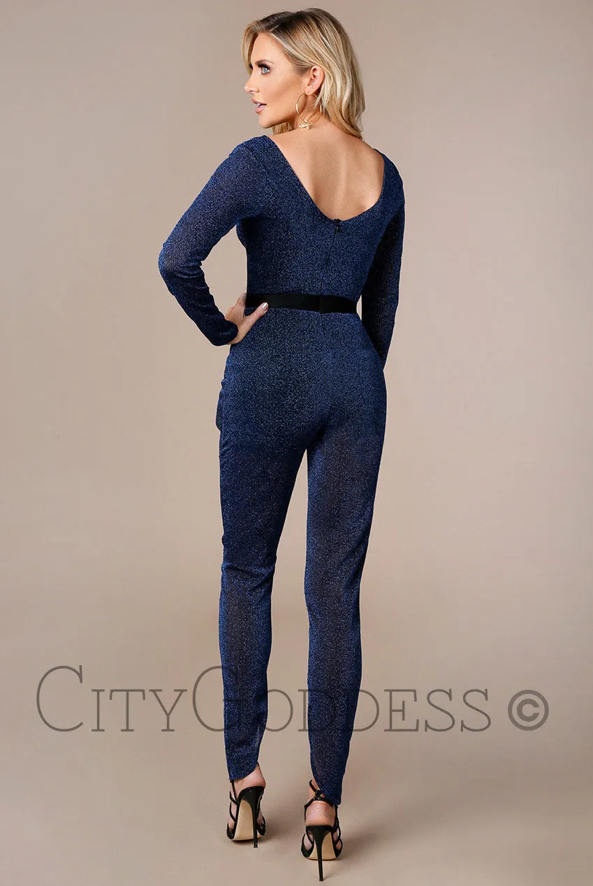 City Goddess Lurex Wrap Bodice Jumpsuit