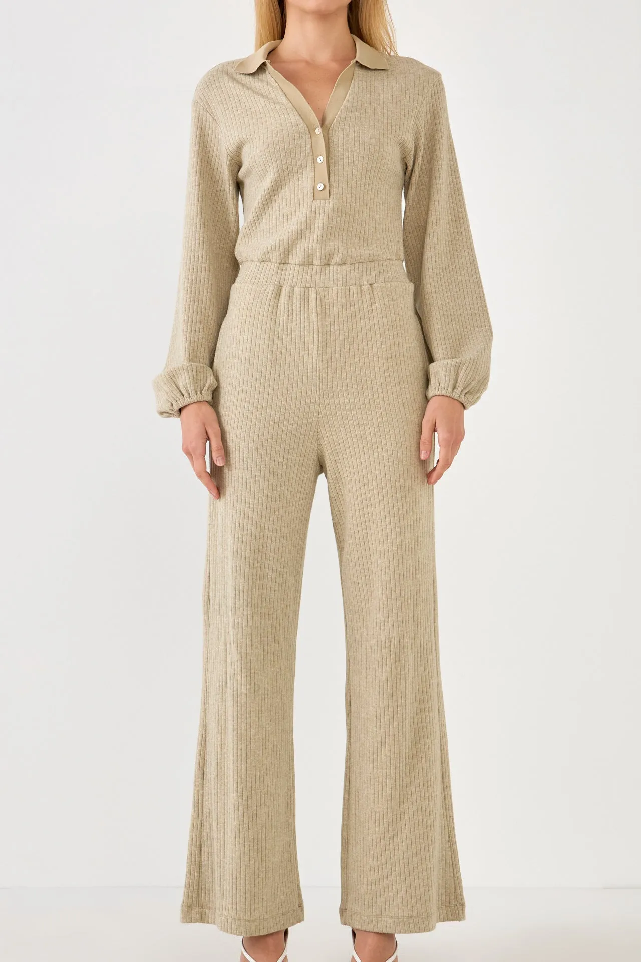 Collared Knit Jumpsuit