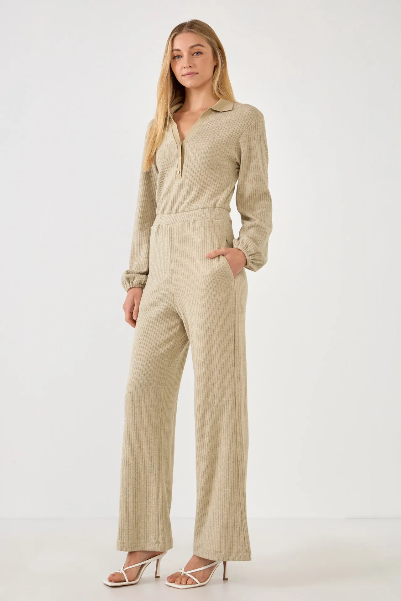 Collared Knit Jumpsuit