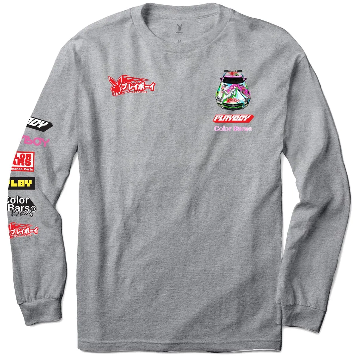 Color Bars x Playboy Sponsors Long Sleeve T-Shirt - Heather Grey