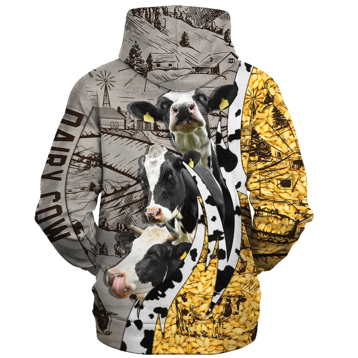 Cows Harvest Rice On The Farm Hoodie