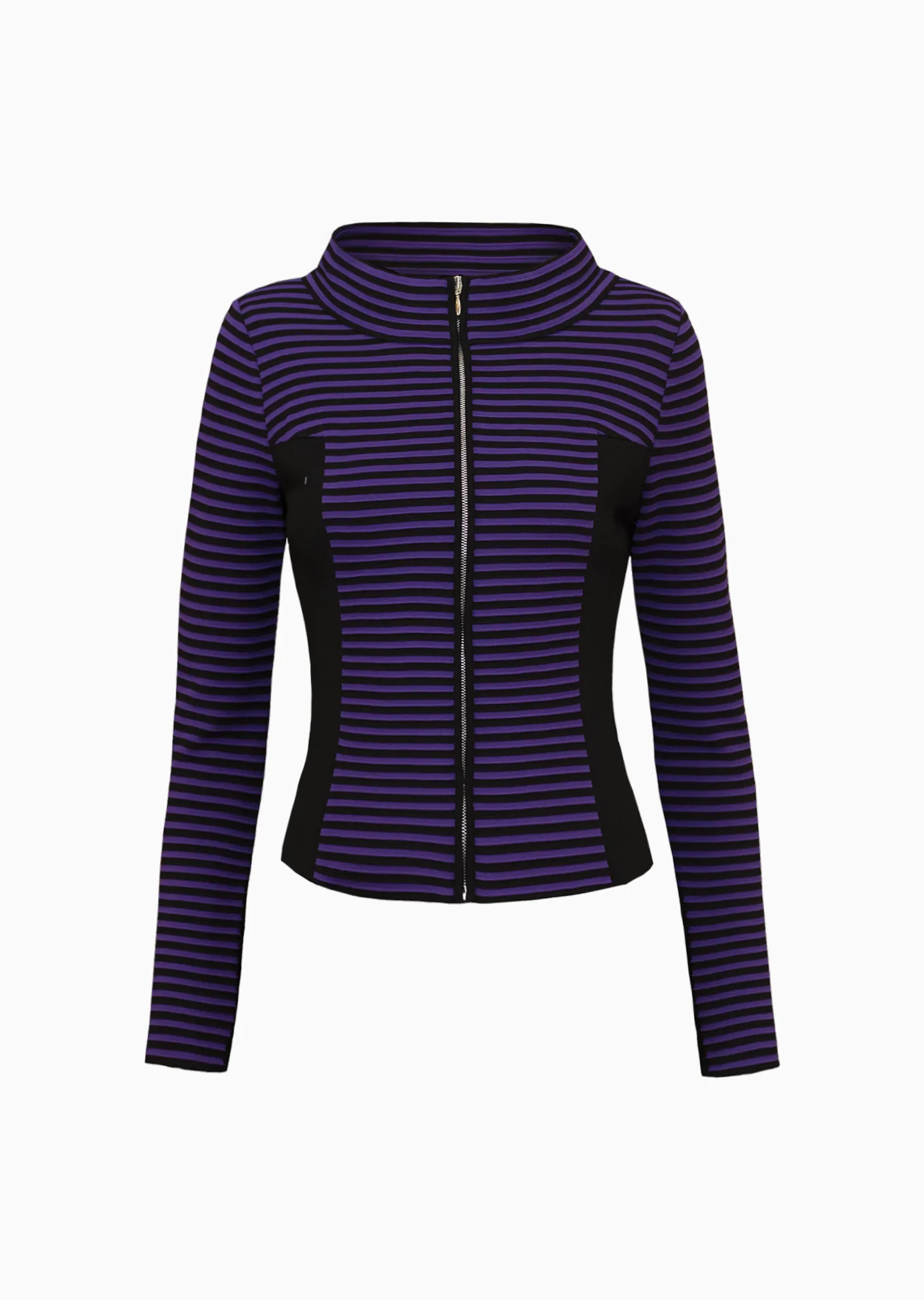 Dany – Contrasting Stripe Jacket with Solid Side Panels