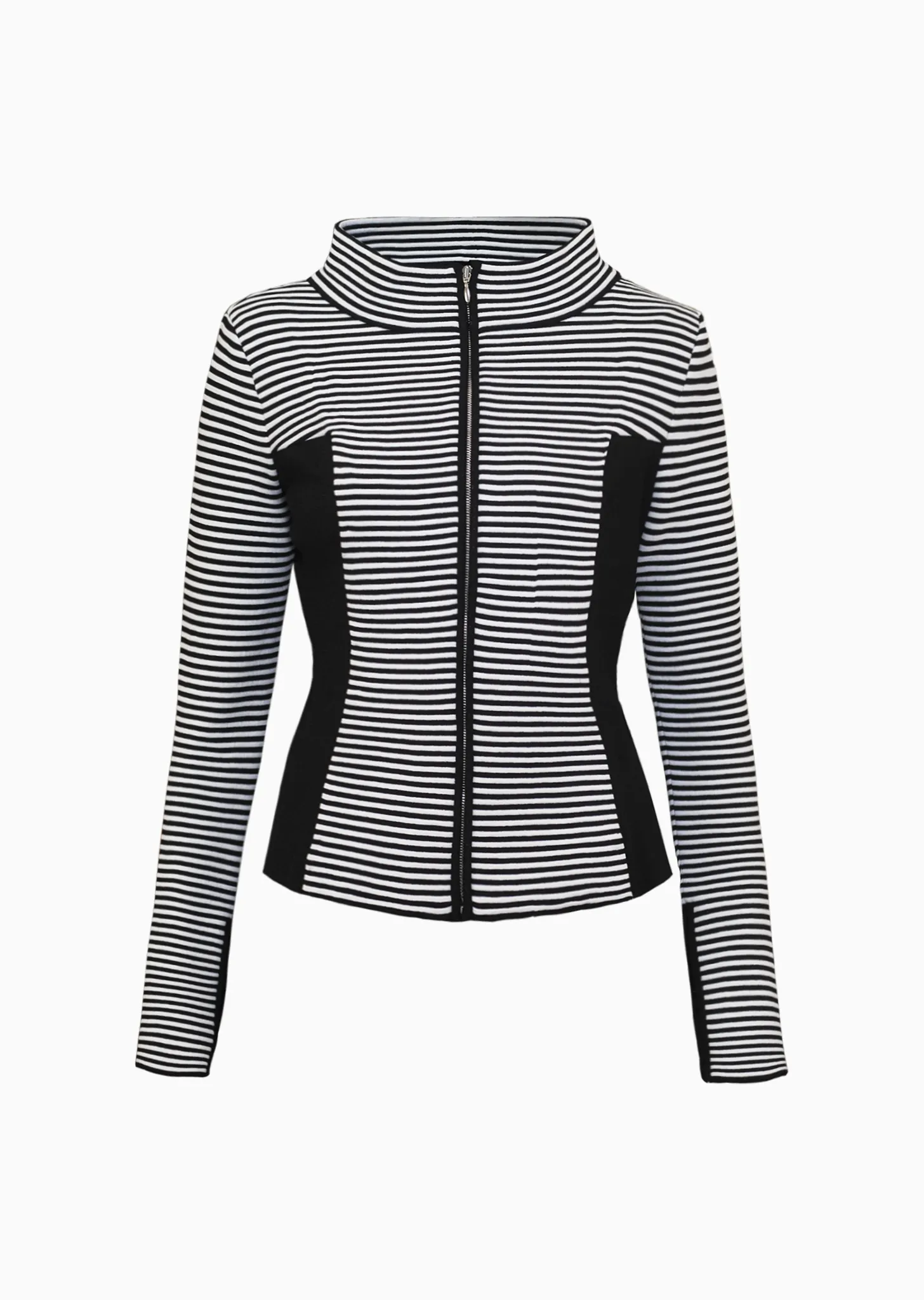 Dany – Contrasting Stripe Jacket with Solid Side Panels