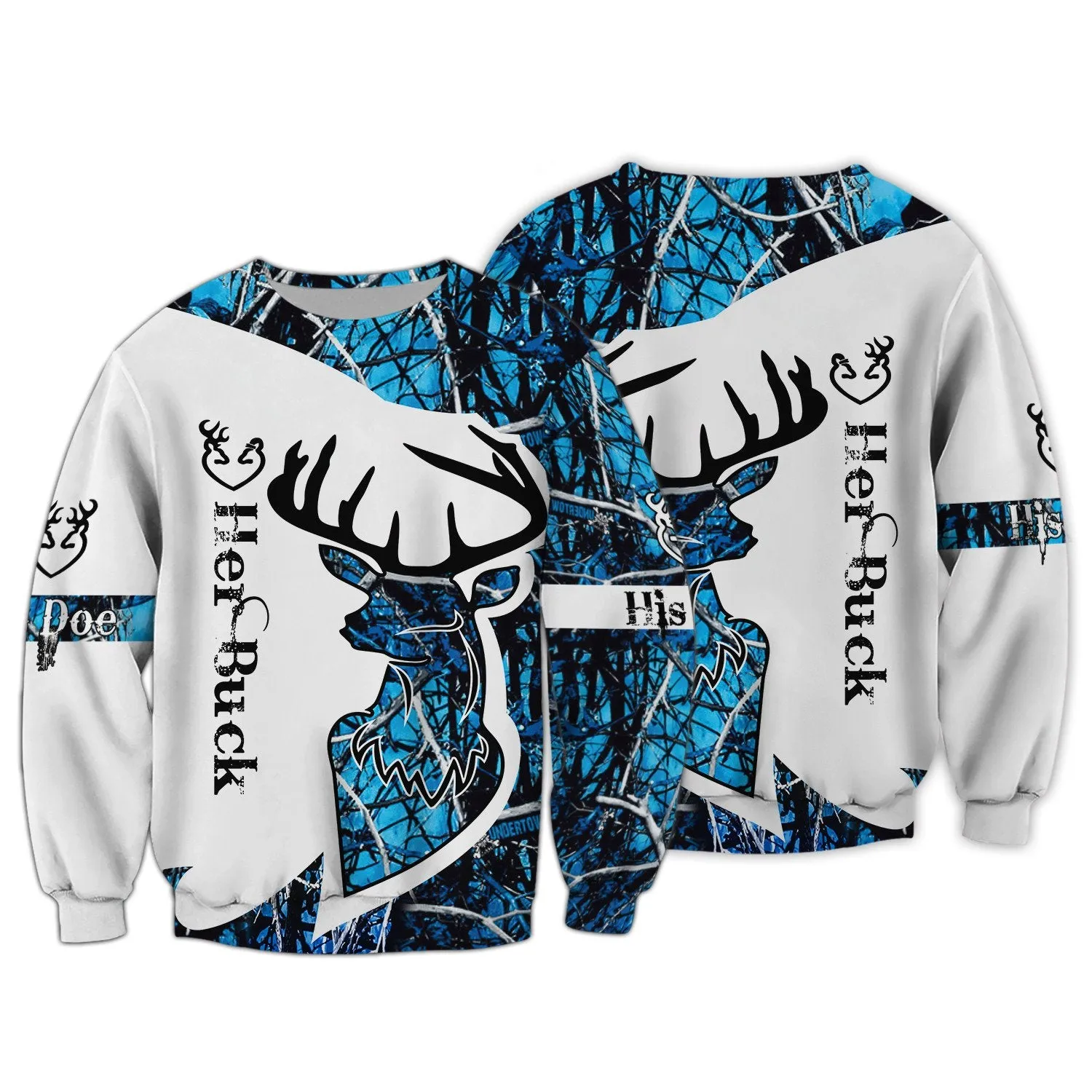 Deer Couple 3D All Over Printed Sweatshirt Hoodie, Christmas Shirt for Couple