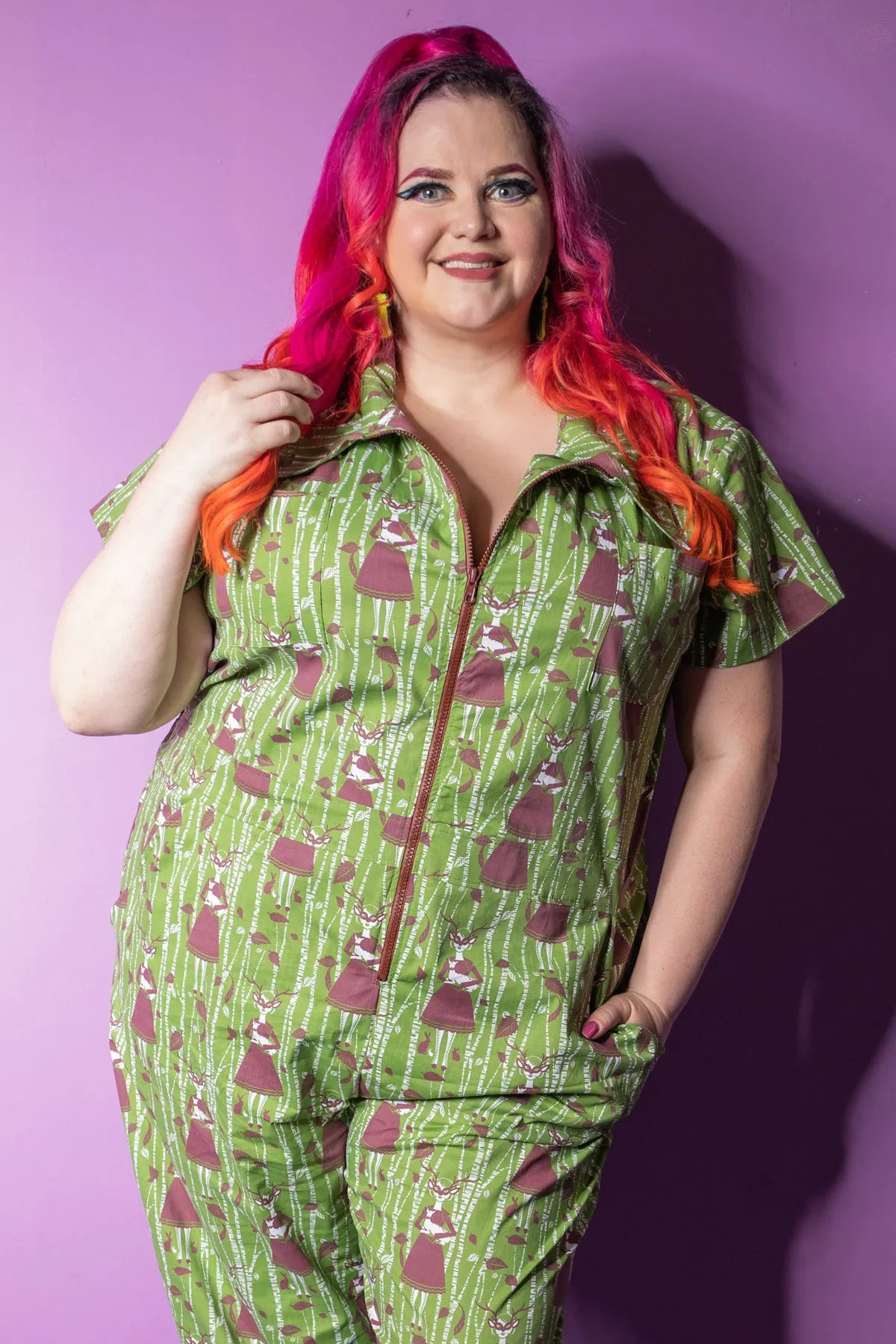 Deerest Friends Jumpsuit in Lush Green