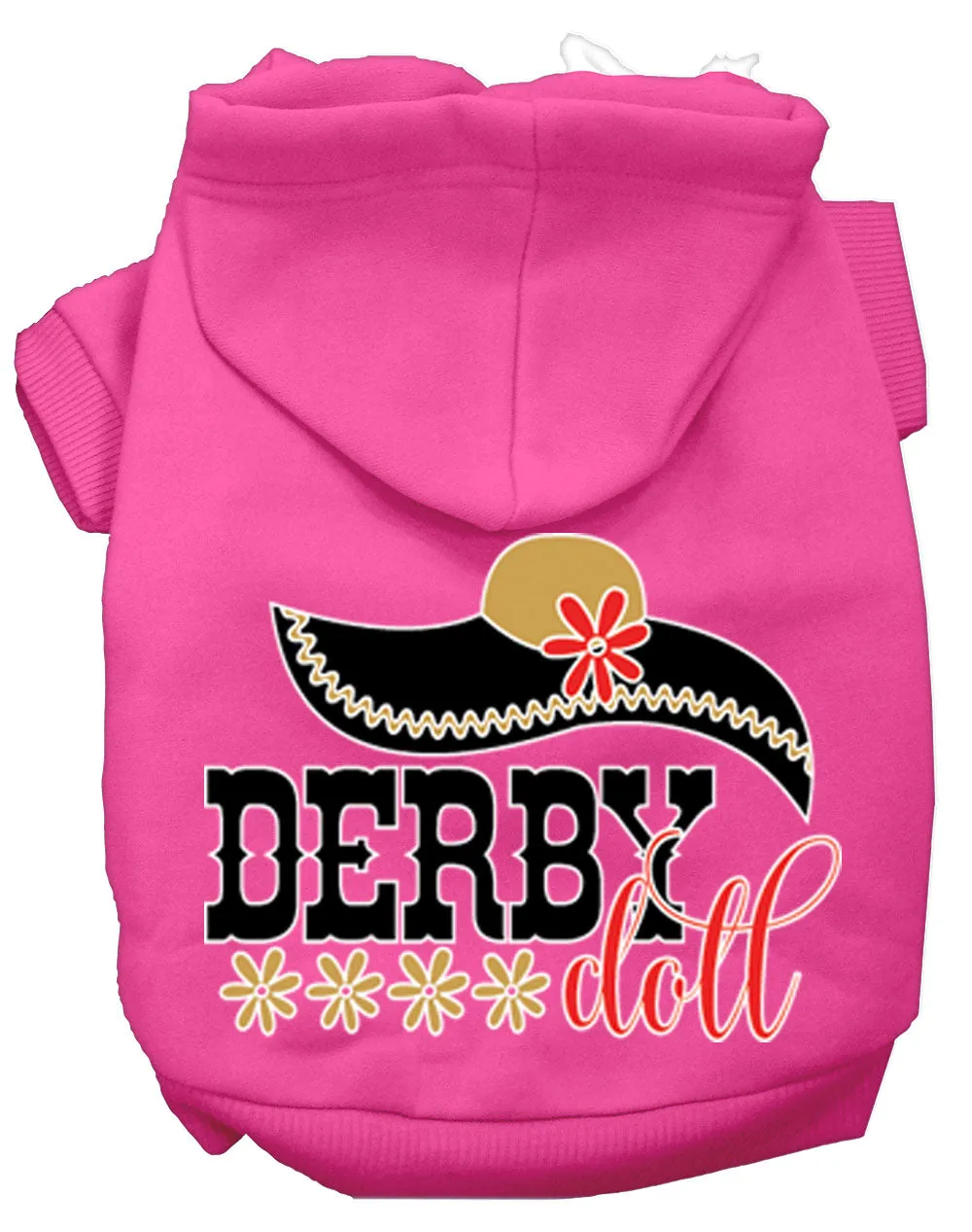 Derby Doll Screen Print Dog Hoodie Bright Pink Xl