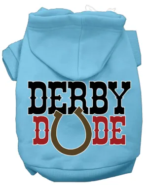 Derby Dude Screen Print Dog Hoodie Baby Blue Xl