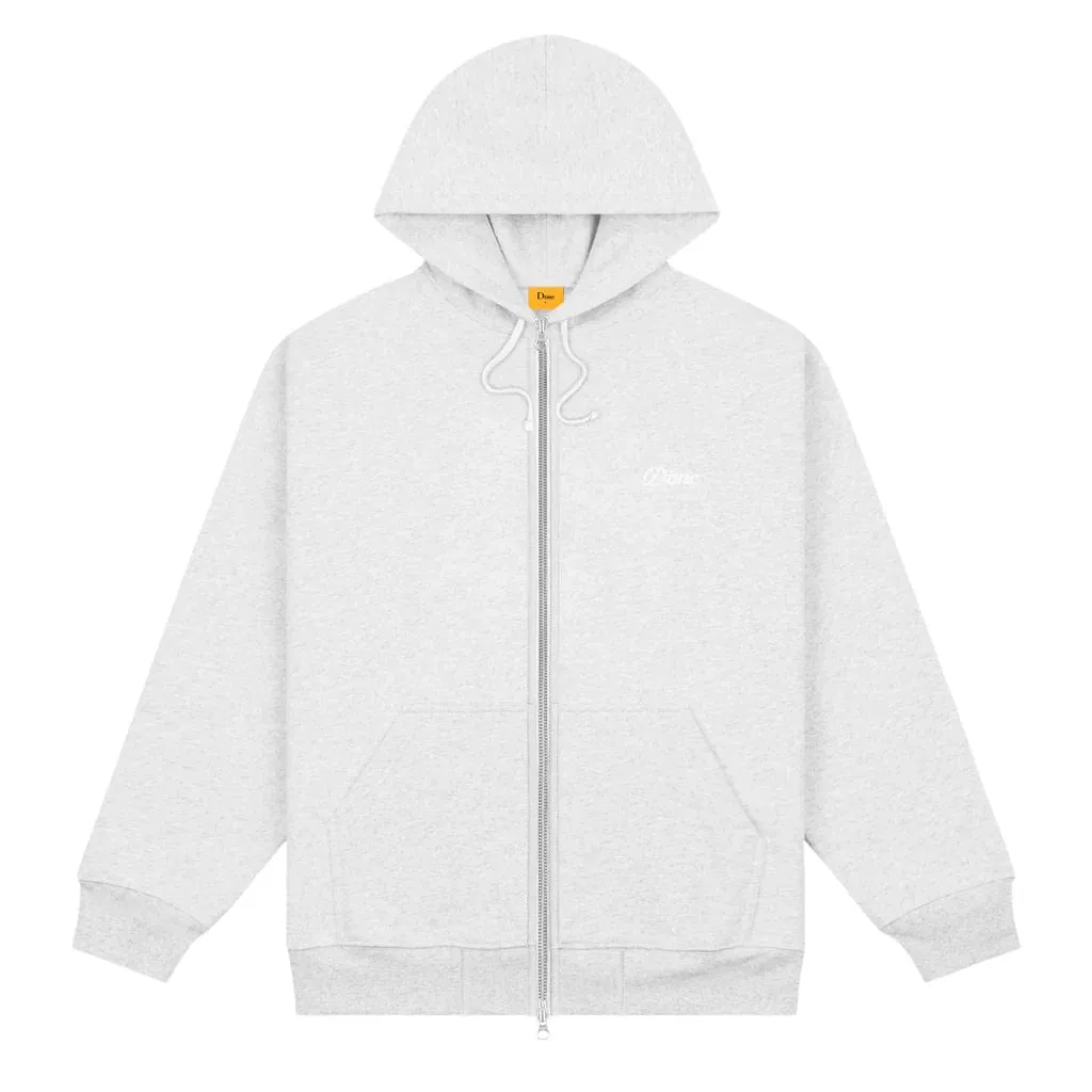 Dime MTL Cursive Small Logo Zip Hoodie Ash