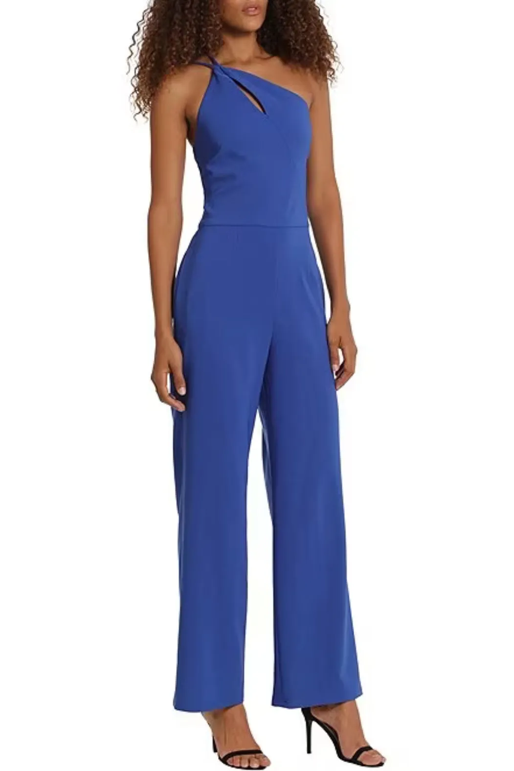 Donna Morgan Stretch One Shoulder with Keyhole Neck Jumpsuit