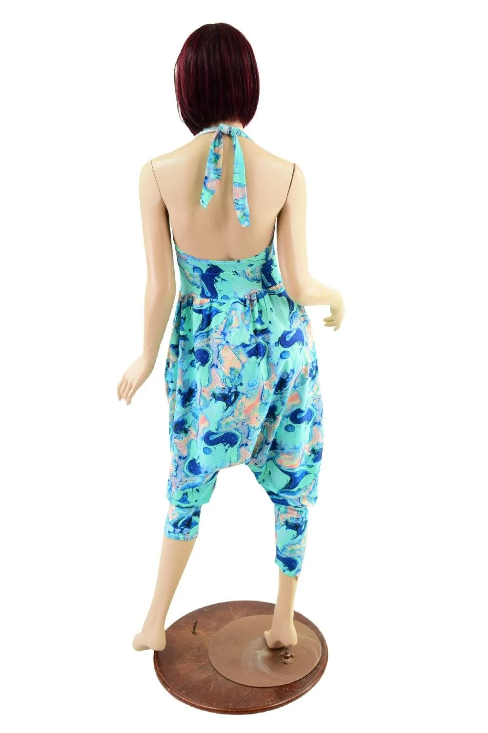 Drop Crotch Halter Jumpsuit in Lapis Lagoon