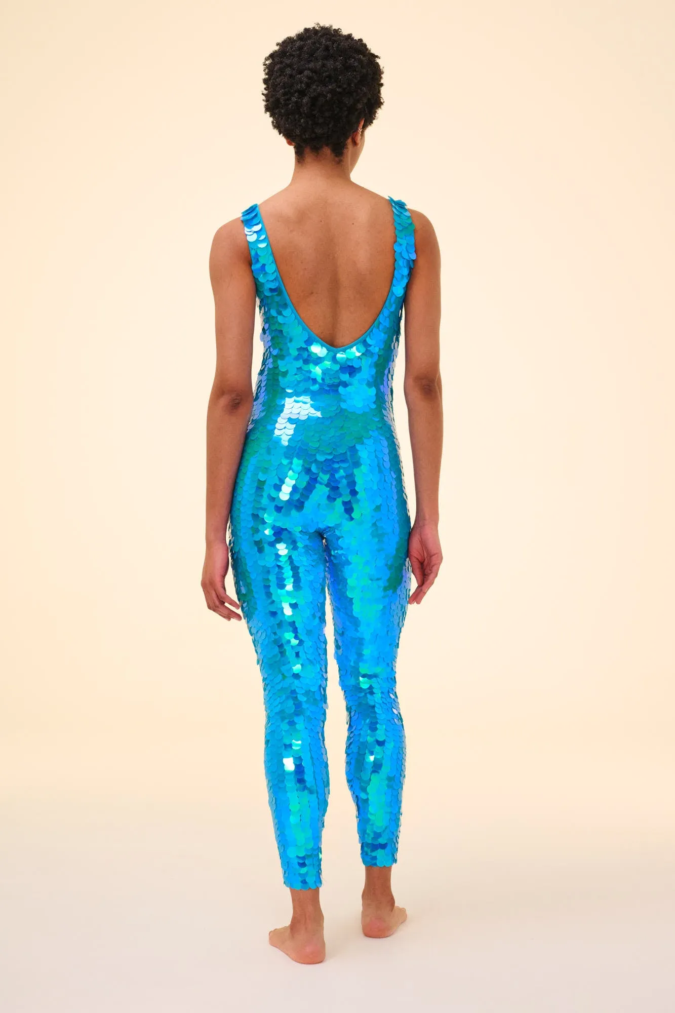 ELECTRA SEQUIN JUMPSUIT - SKY