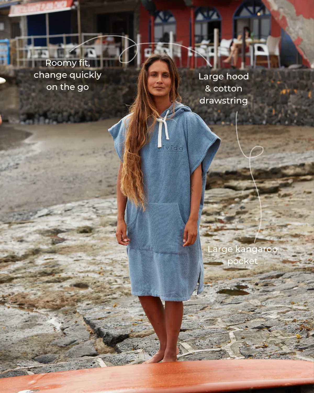 Essential Poncho Towel Changing Robe - Mineral Blue