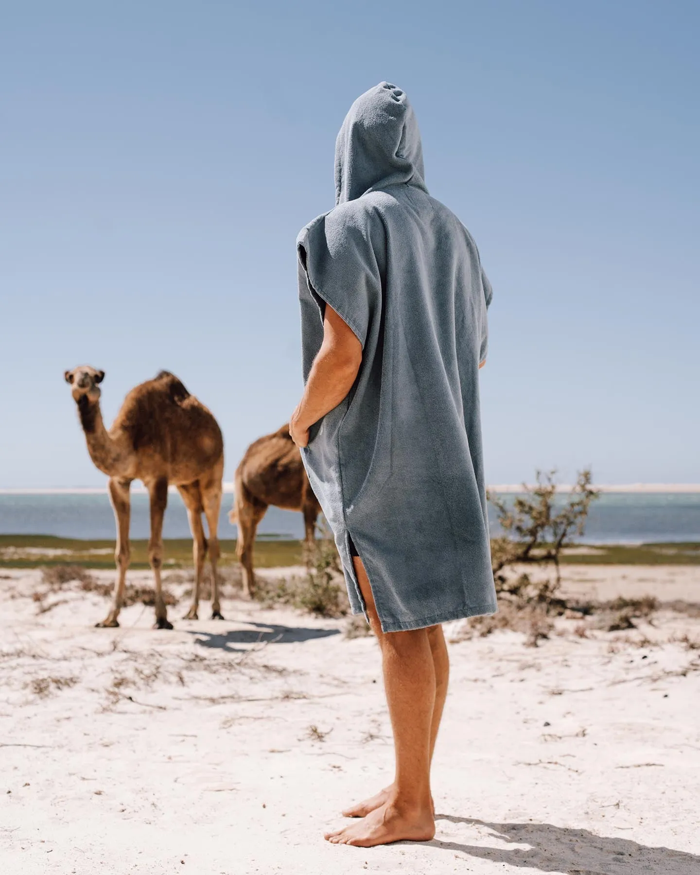 Essential Poncho Towel Changing Robe - Mineral Blue