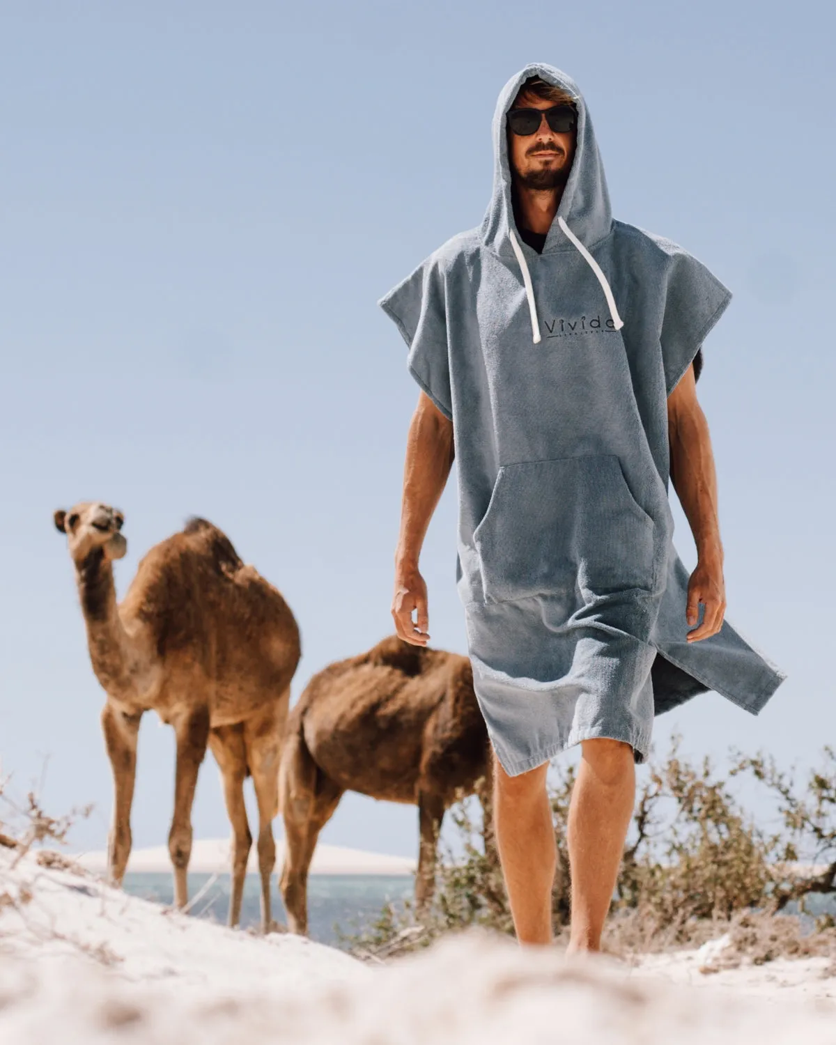 Essential Poncho Towel Changing Robe - Mineral Blue