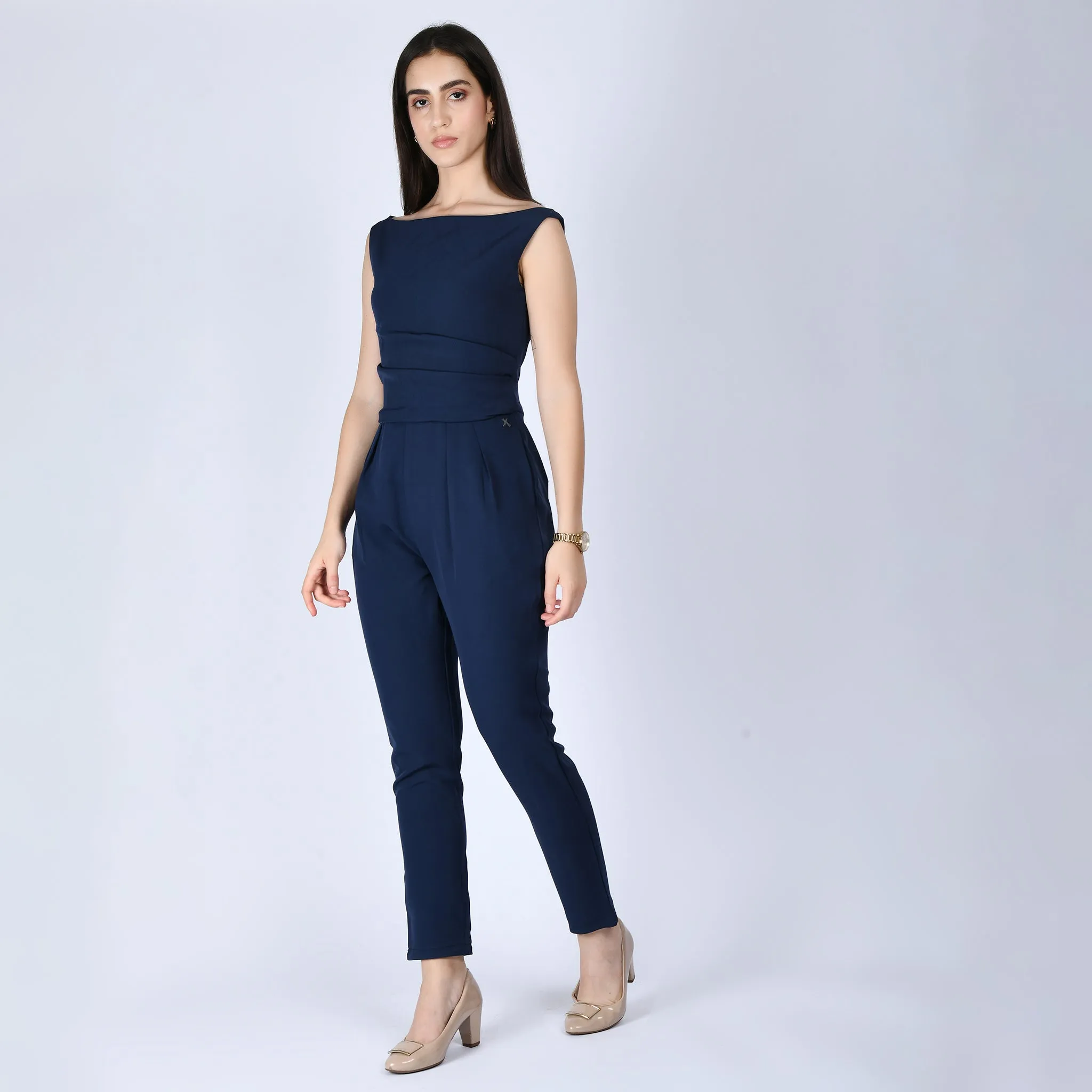 Exude Divinity Straight Fit Jumpsuit (Navy)