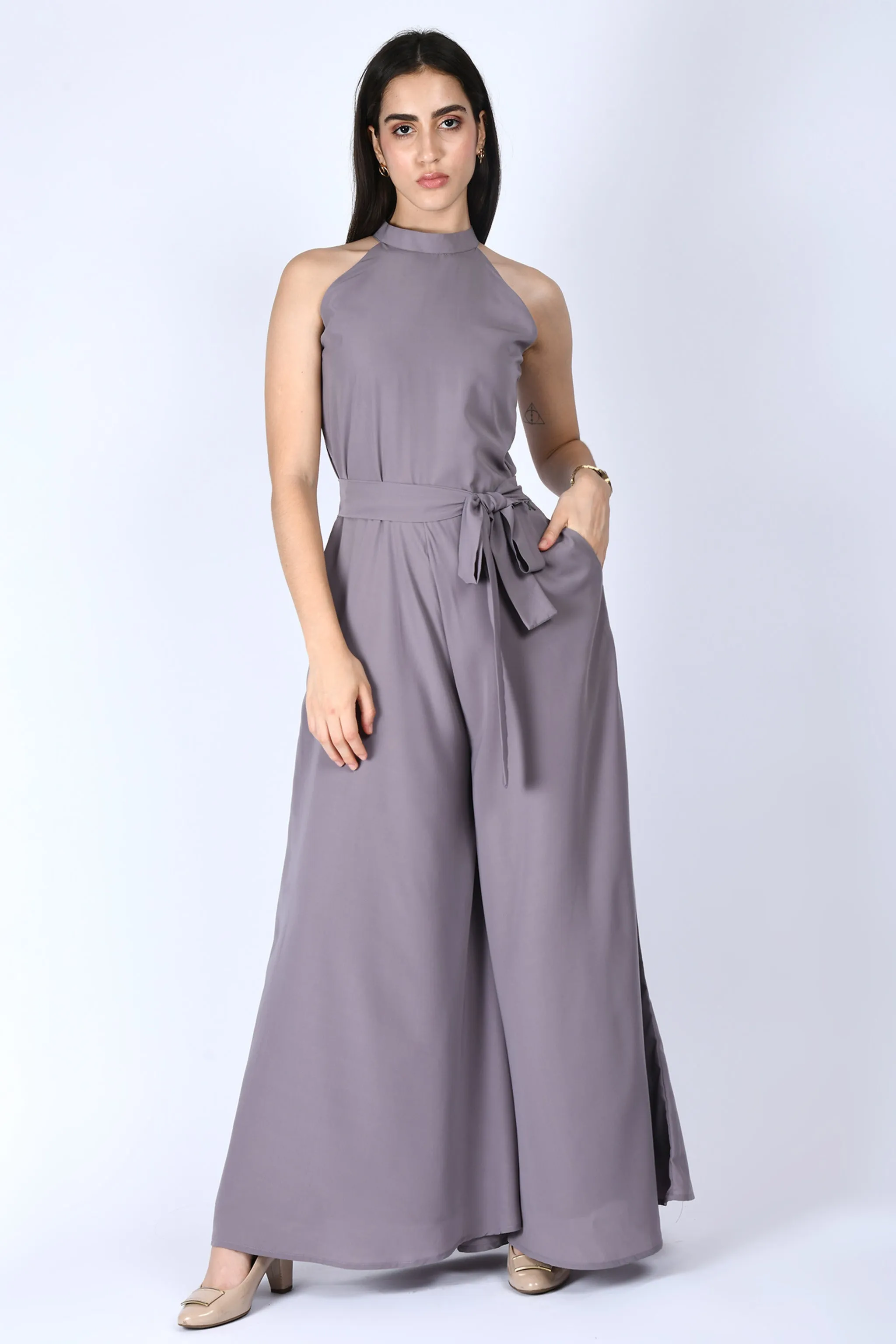 Exude Splendidness Extra Wide-Leg Jumpsuit (Lilac Grey)