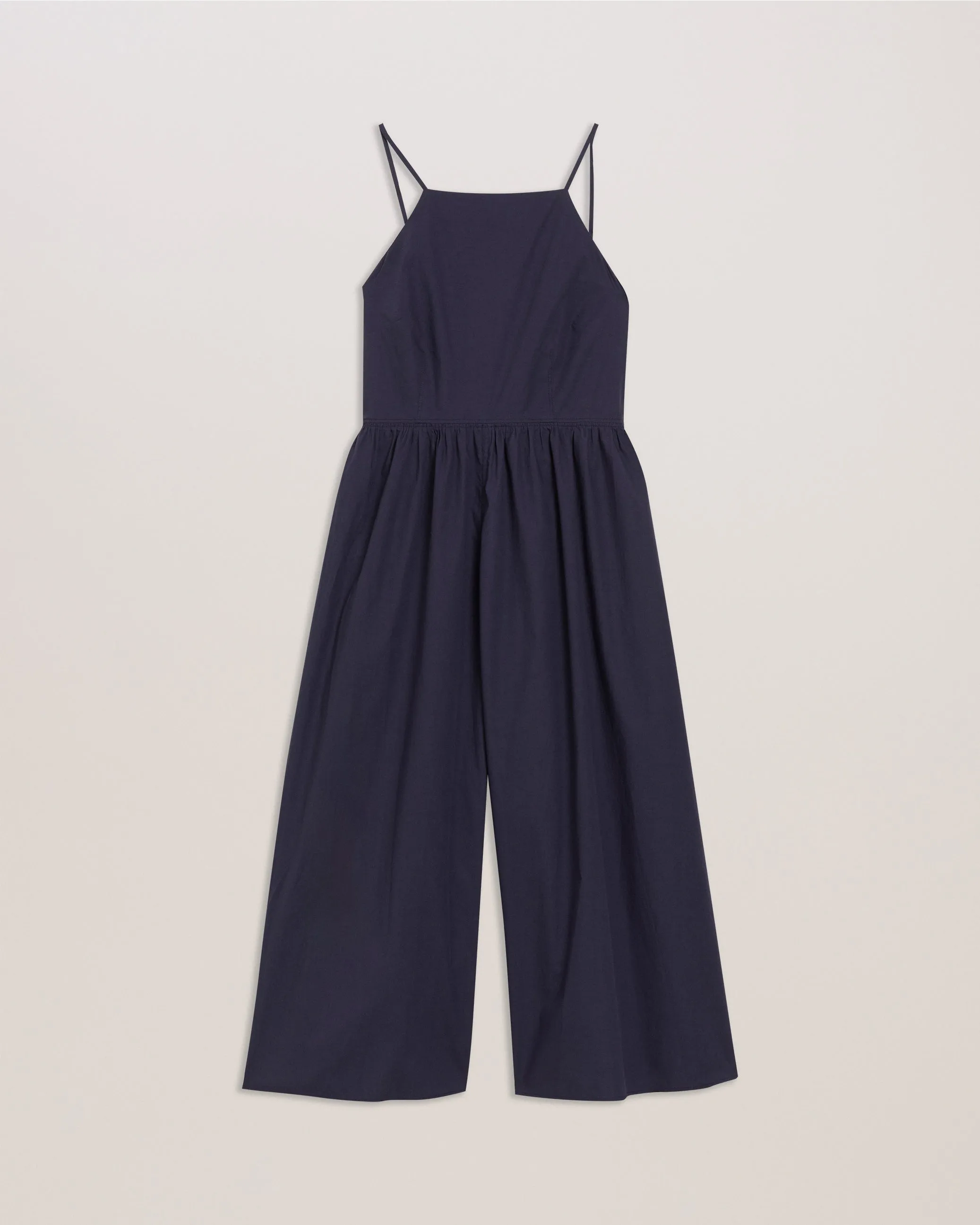 Eze Squared Neck Strappy Cross Over Jumpsuit Dk-Blue