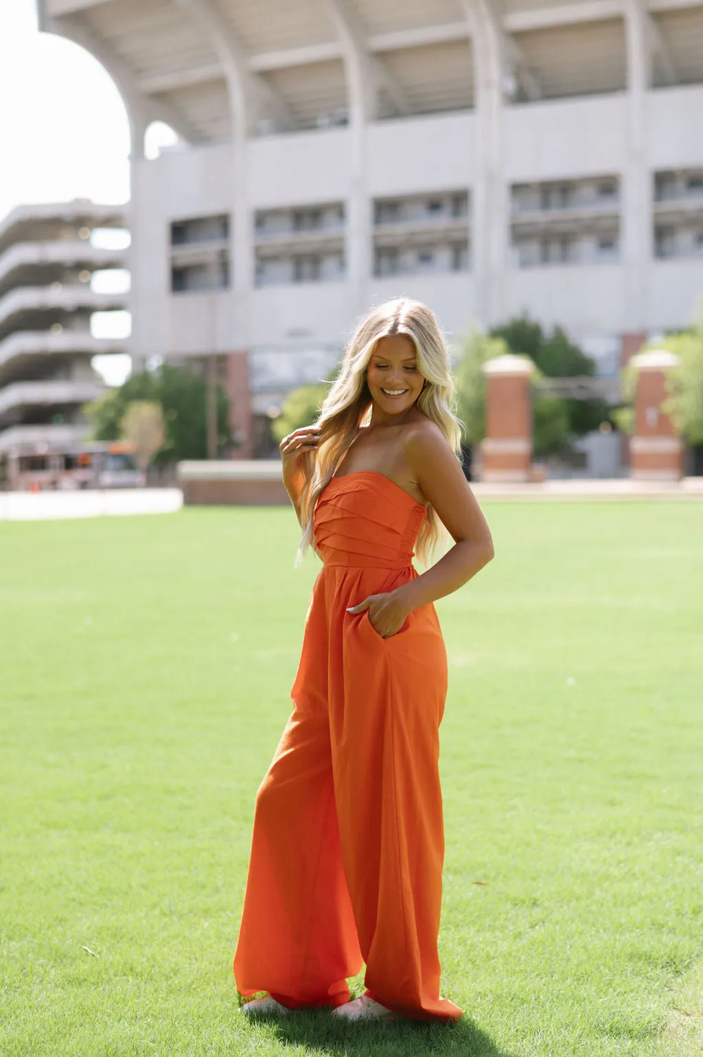 Faye Wide Leg Jumpsuit-Orange