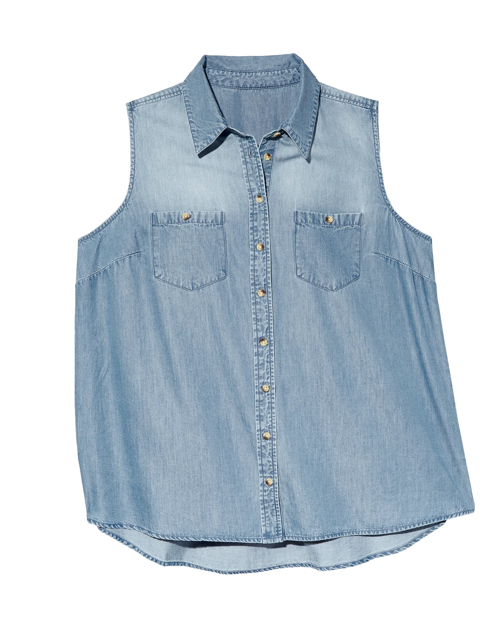 Felicity Sleeveless Chambray Shirt | Light Wash