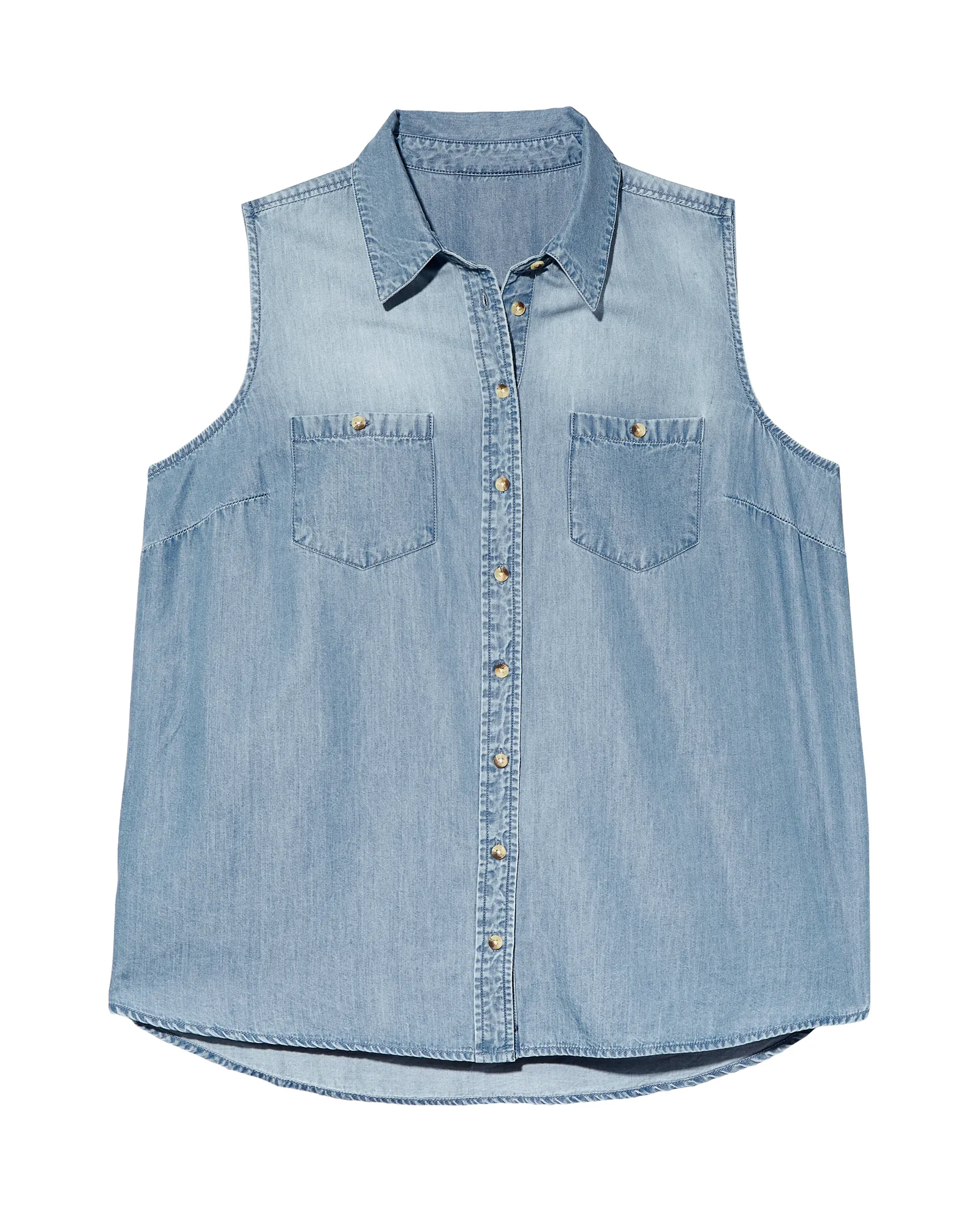 Felicity Sleeveless Chambray Shirt | Light Wash