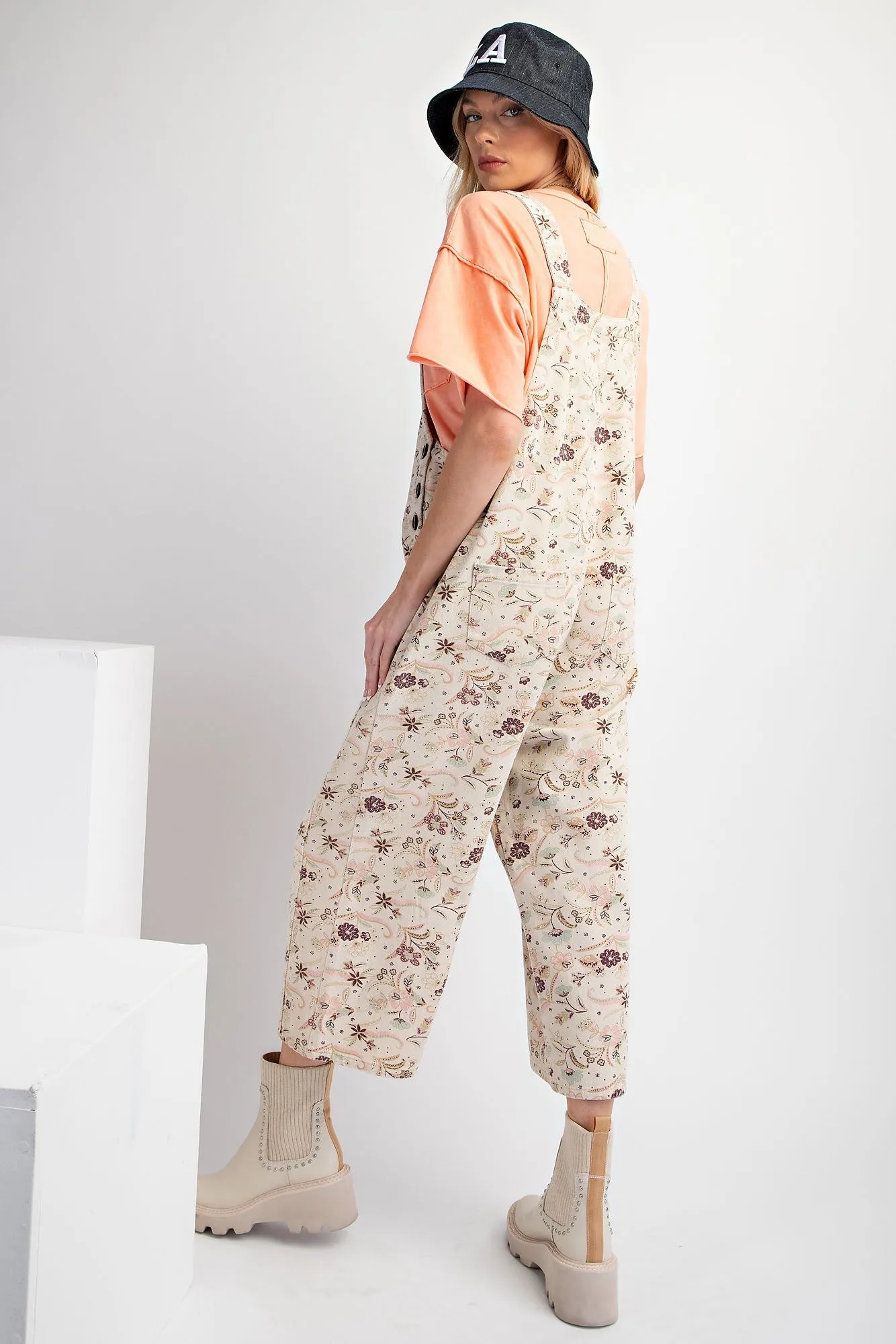 Flower Print Twill Jumpsuit