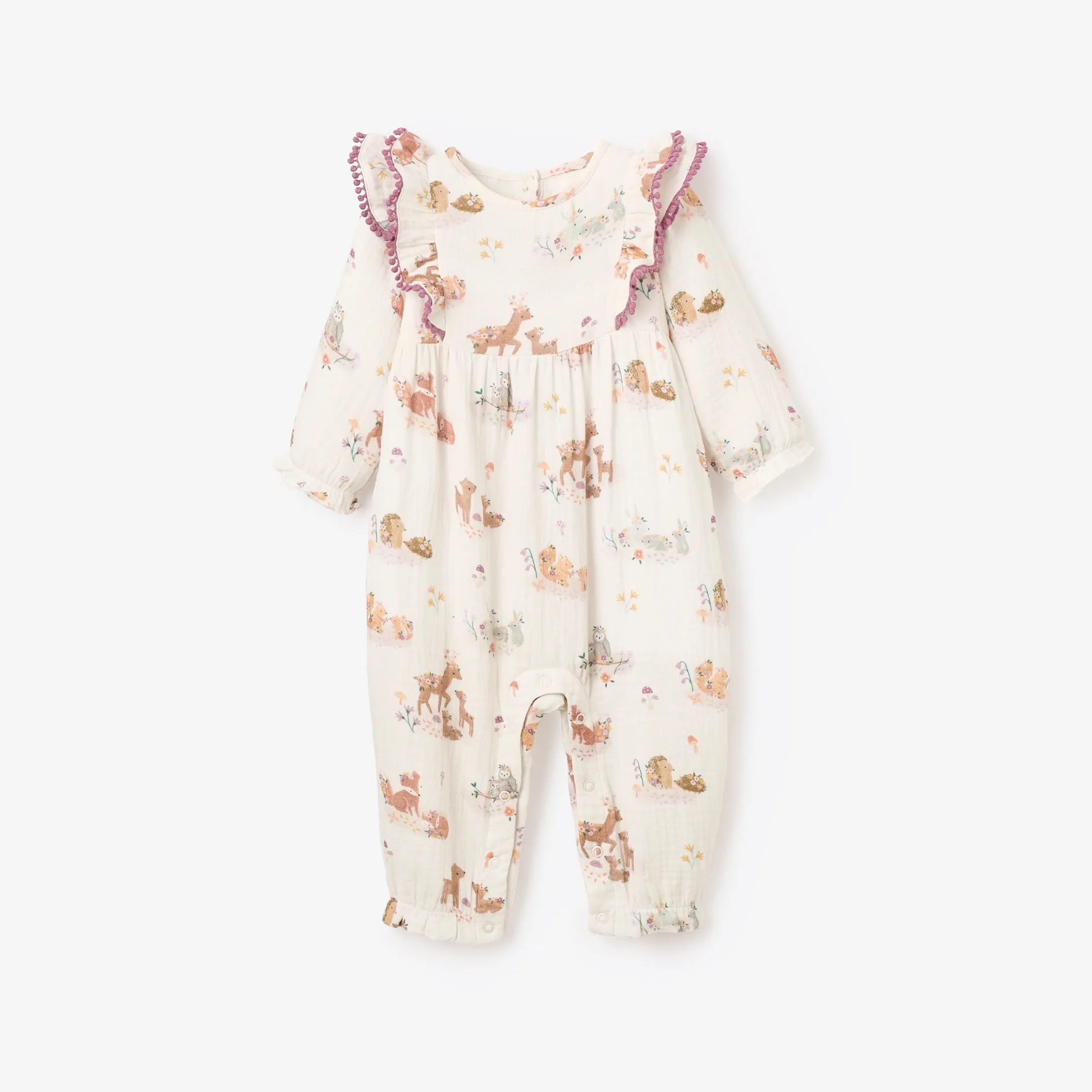 Forest Family Organic Muslin Ruffle Jumpsuit