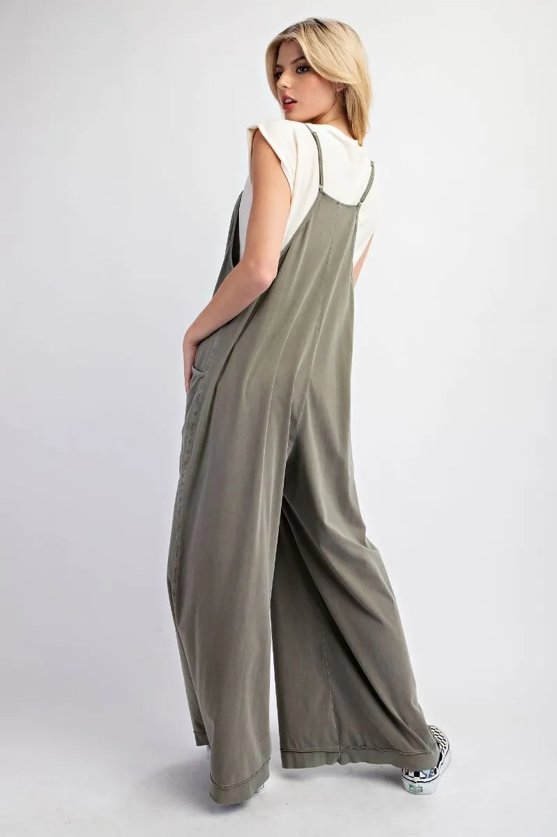 Free Spirit Wide Leg Jumpsuit - Olive Grey