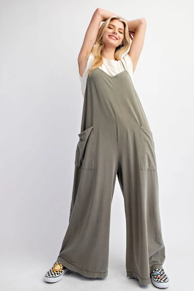 Free Spirit Wide Leg Jumpsuit - Olive Grey