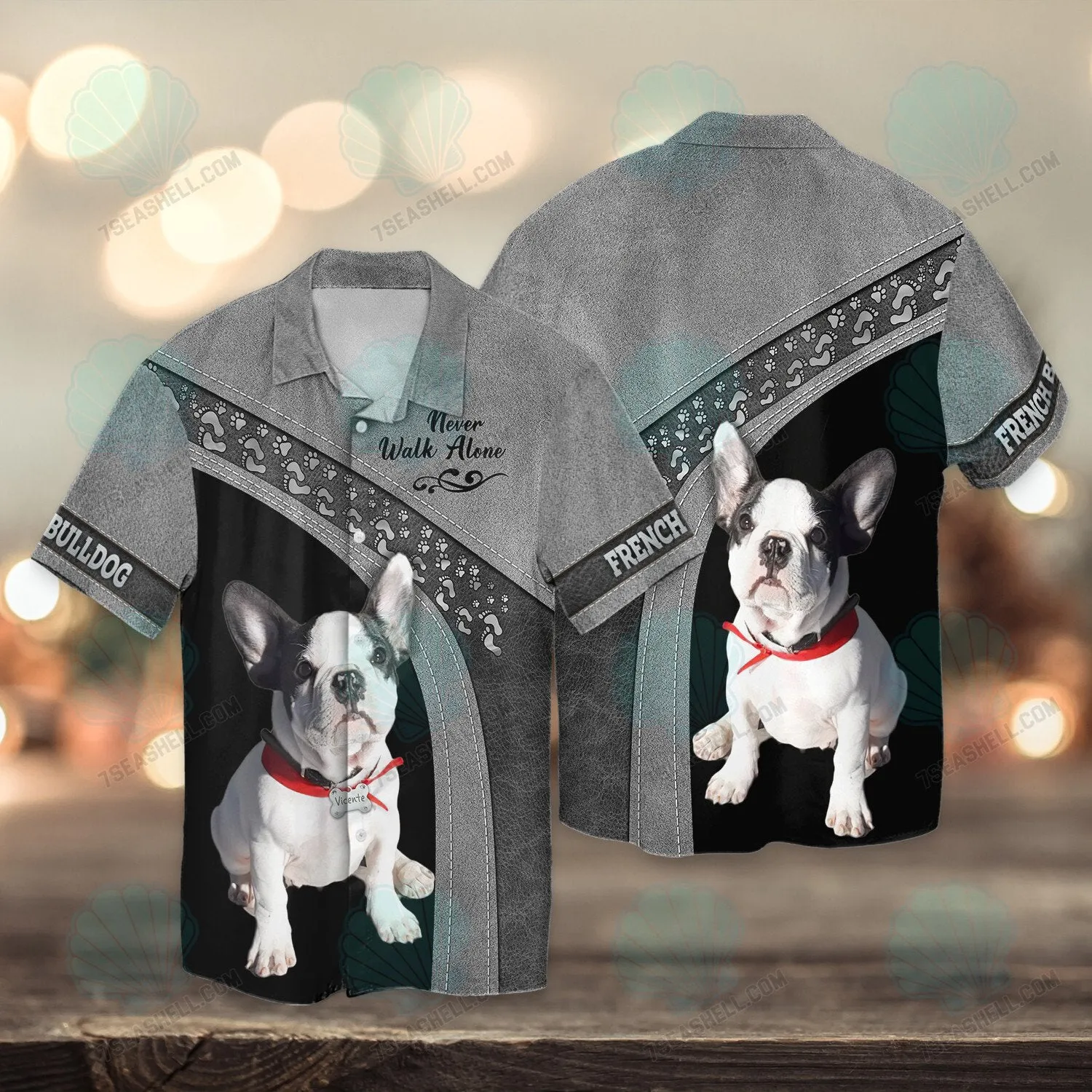 French Bulldog White Never Walk Alone 3D Full Print Shirts, Christmas Dog Memorial Gifts for loss of Dog