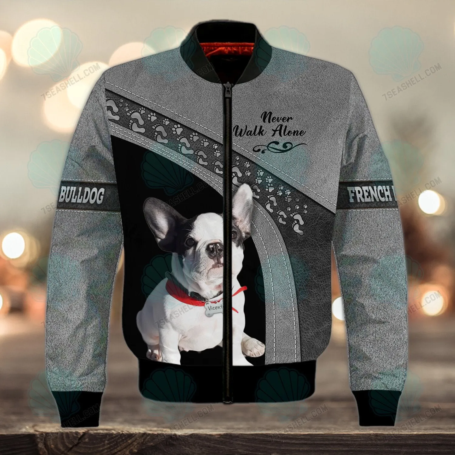 French Bulldog White Never Walk Alone 3D Full Print Shirts, Christmas Dog Memorial Gifts for loss of Dog