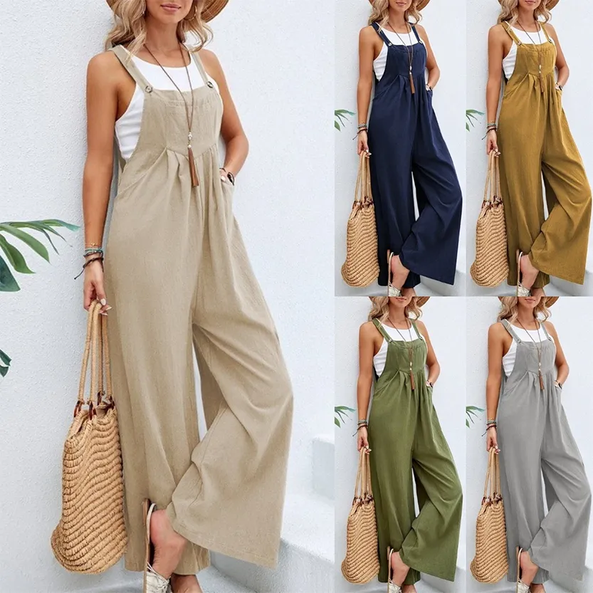 Funki Buys | Pants | Women's Casual Wide Leg Pantsuit Overalls