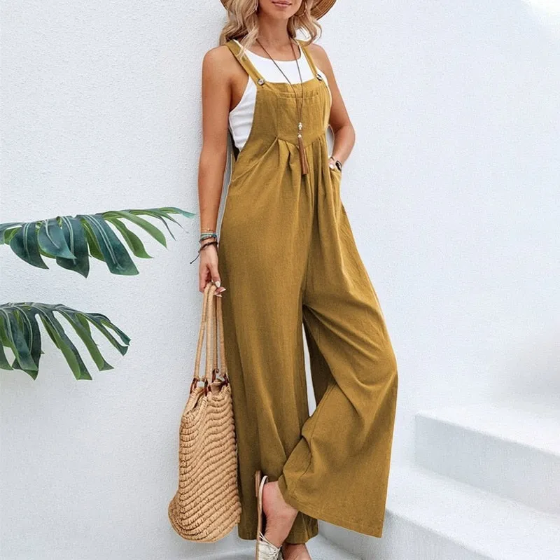 Funki Buys | Pants | Women's Casual Wide Leg Pantsuit Overalls