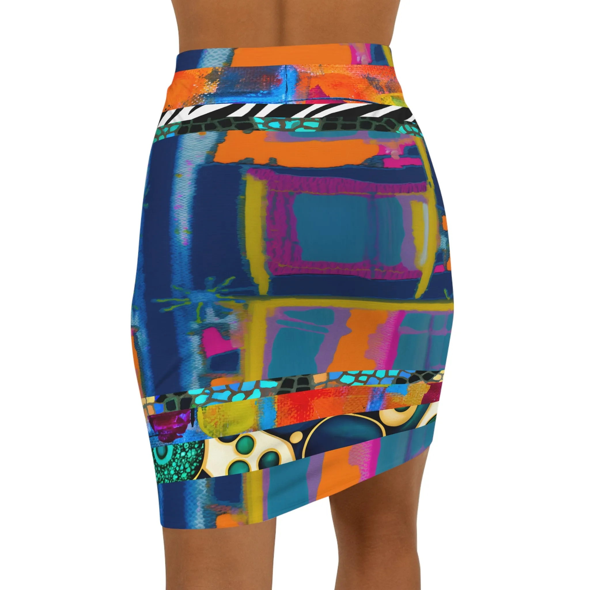 Girl with Attitude Denim Abstract Colorblock Mini Skirt