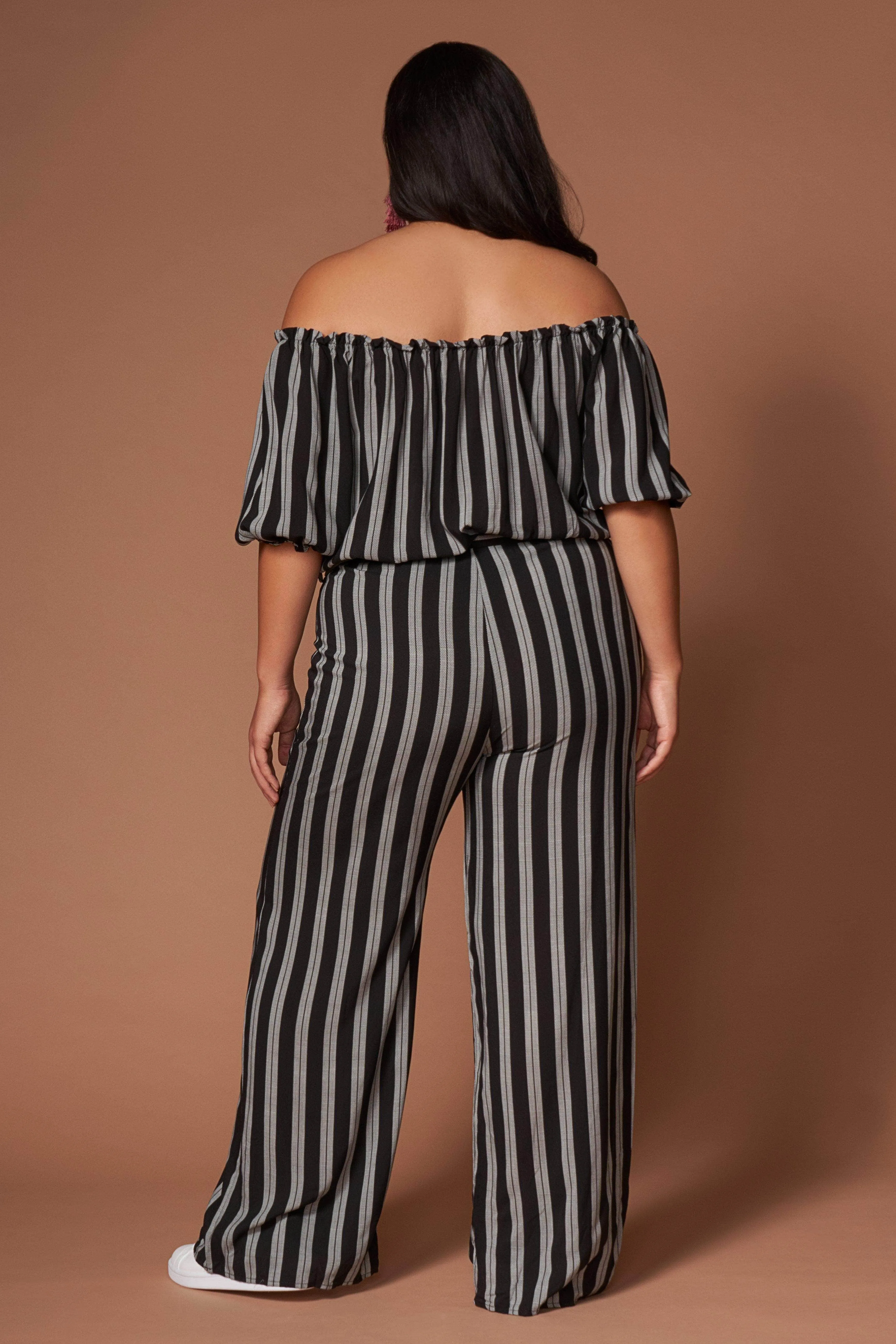 Grace Black and White Striped Jumpsuit