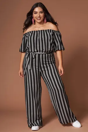 Grace Black and White Striped Jumpsuit