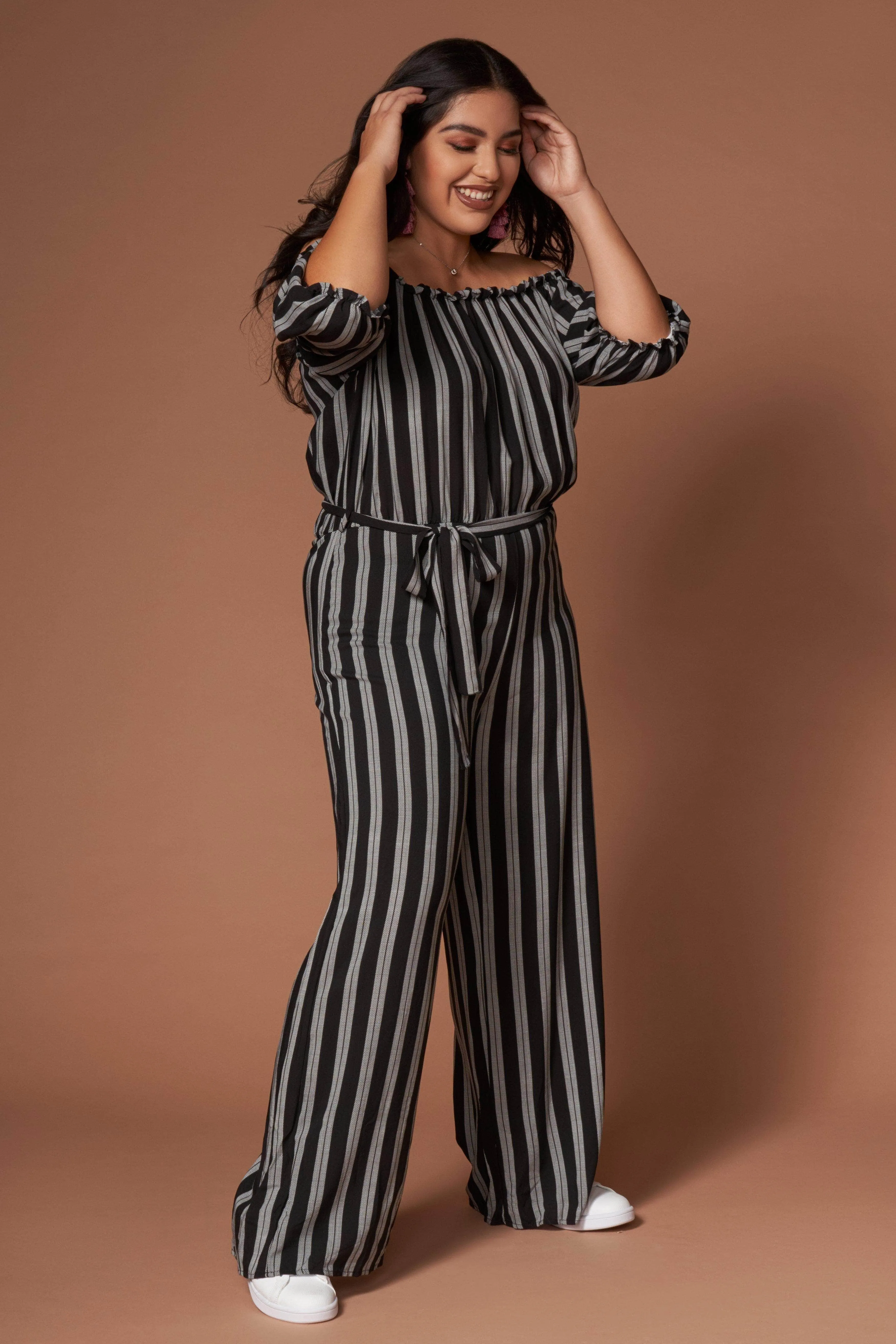 Grace Black and White Striped Jumpsuit