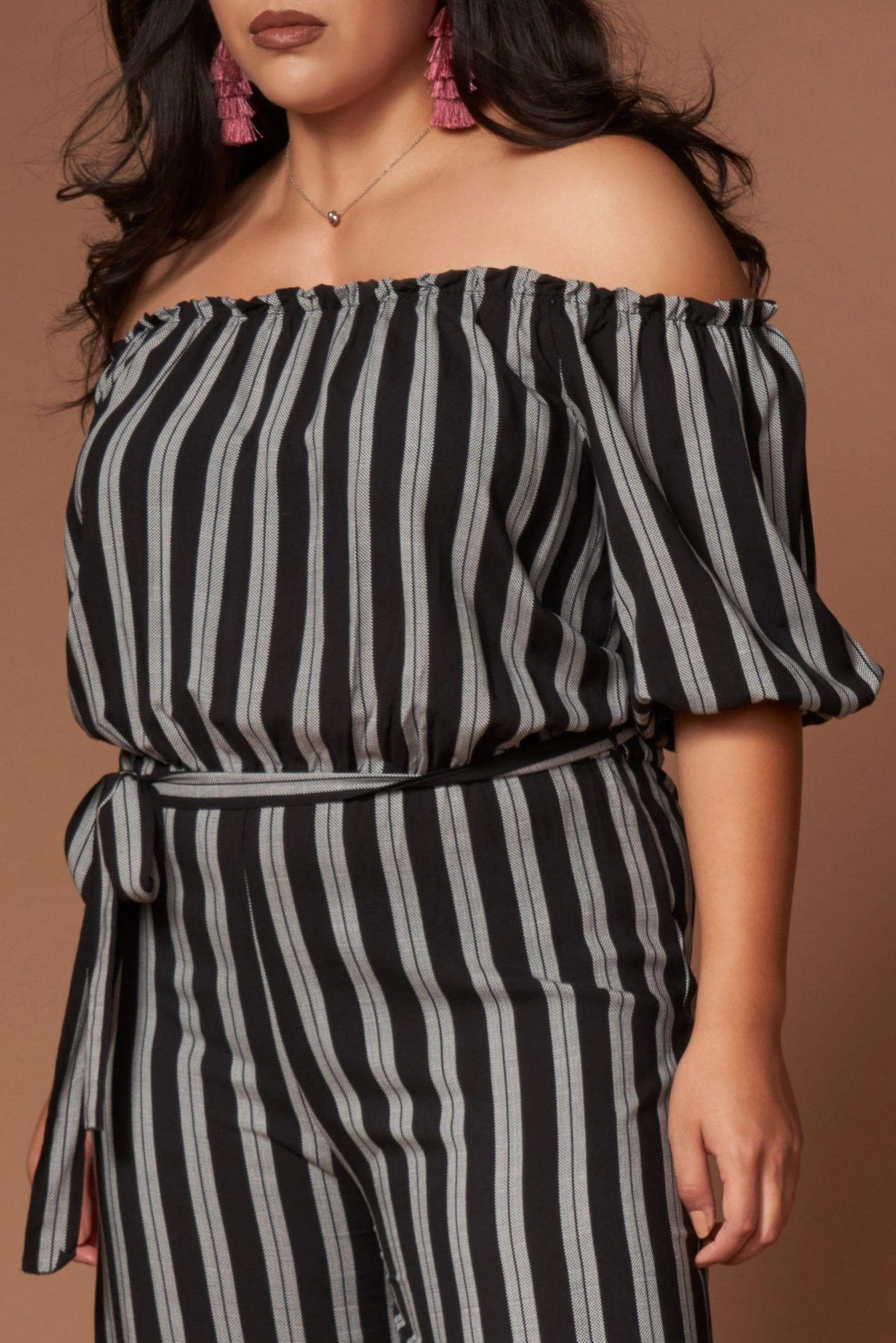 Grace Black and White Striped Jumpsuit