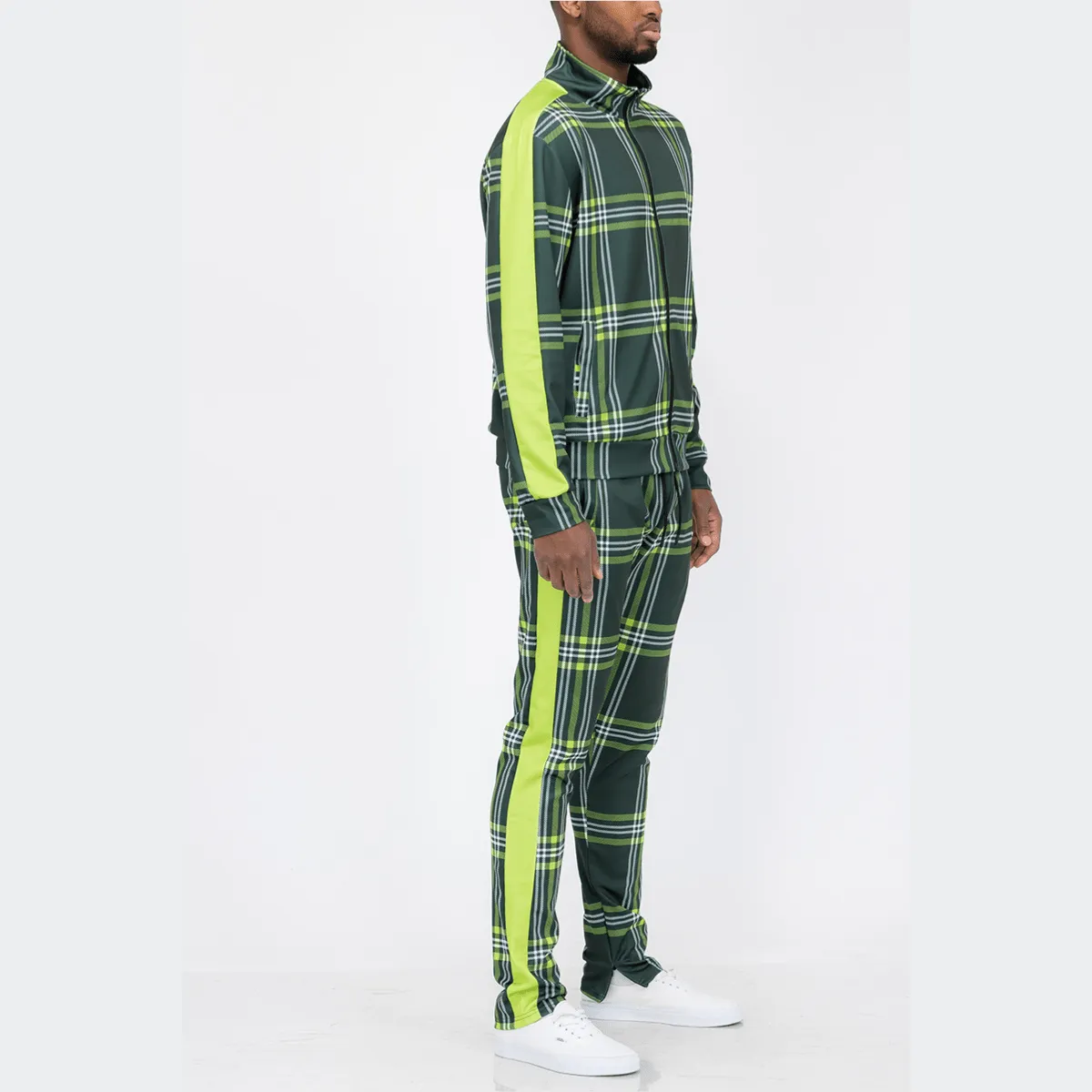 Green Plaid Track Set