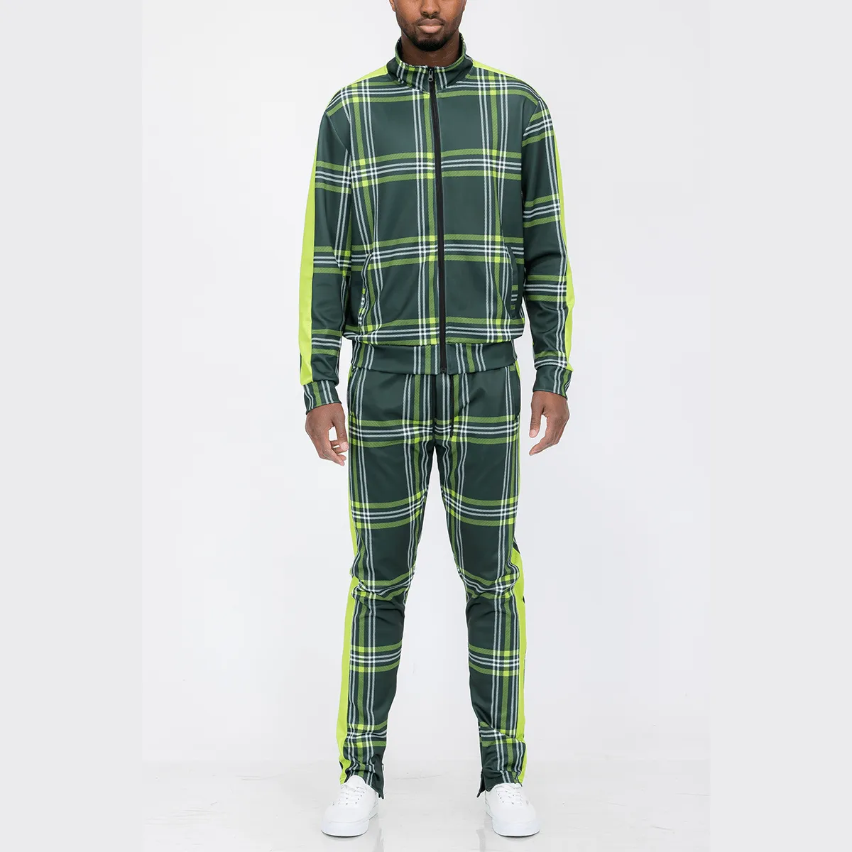 Green Plaid Track Set